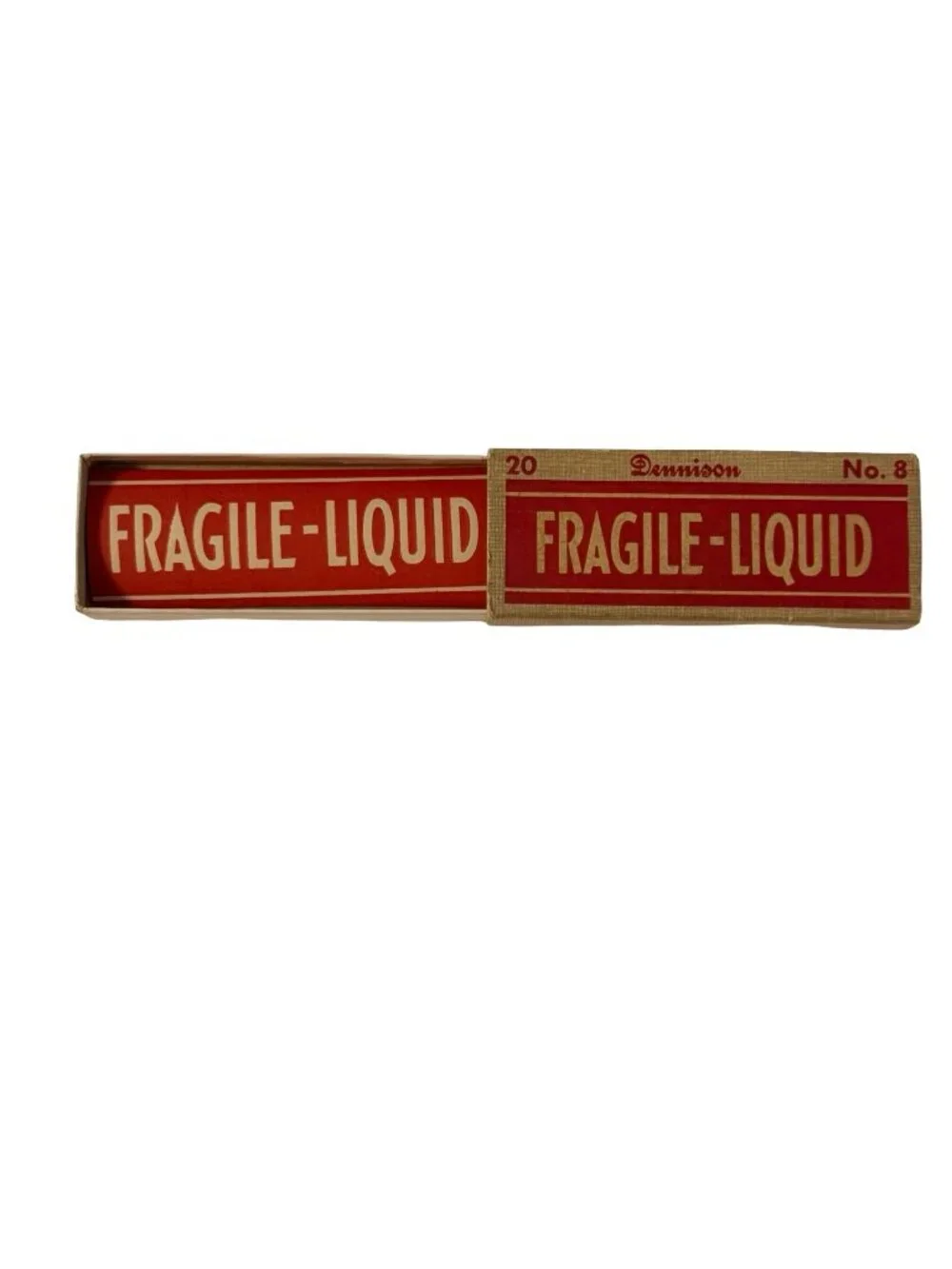 Vintage Dennison No. 8 Fragile Liquid Shipping Labels Original Box with 7 Unused
